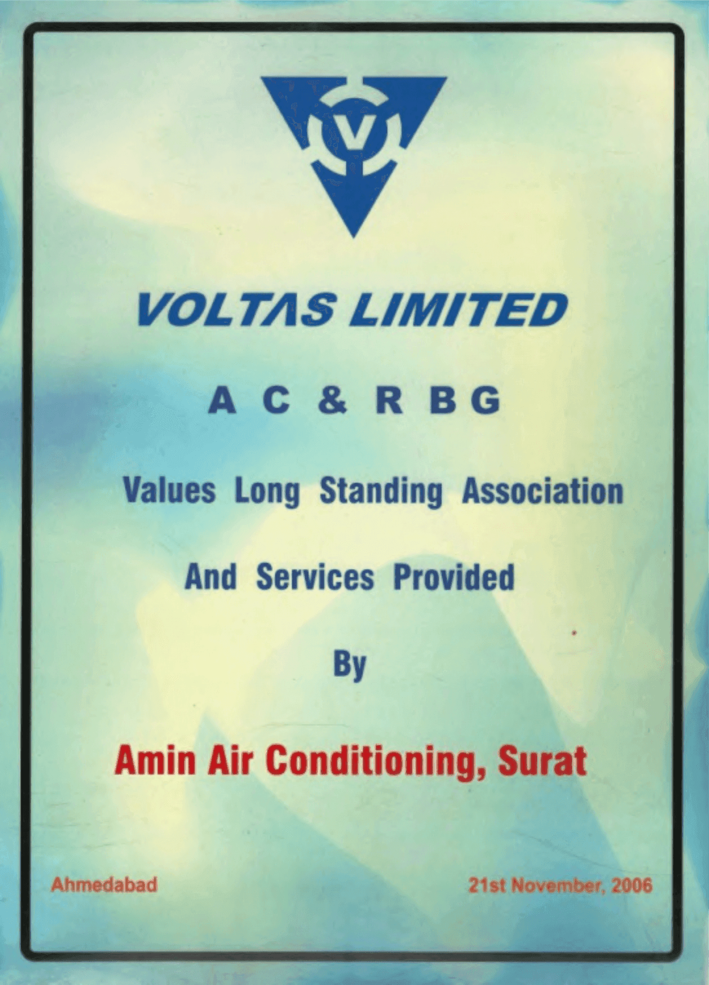 Voltas Long Standing Association Citation